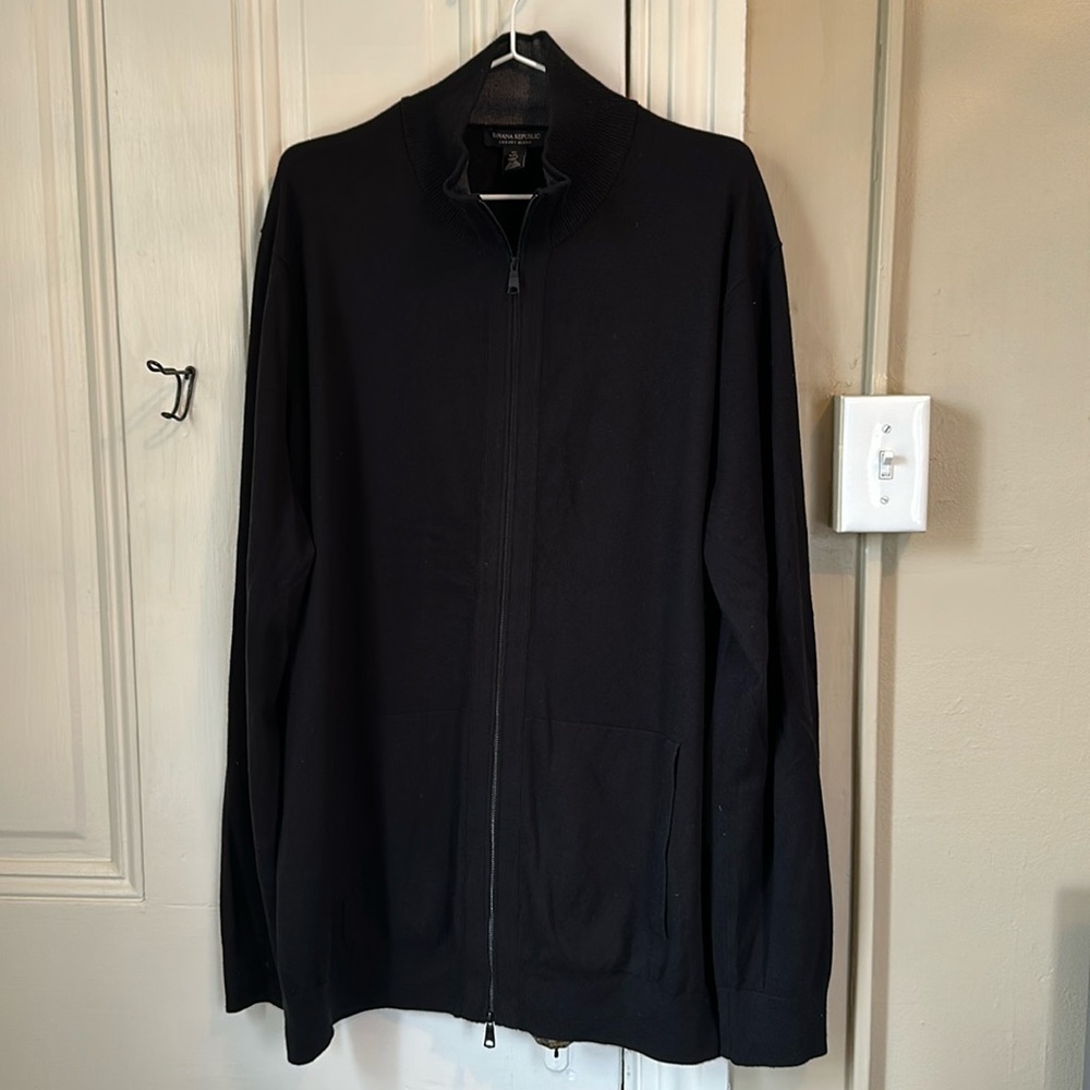 Banana Republic luxury blend Men’s black zip up sweater XXL tall, hardly worn